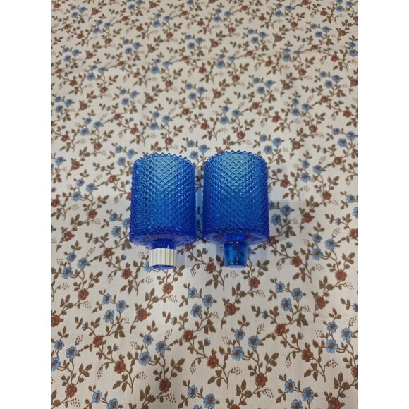 Vintage Faroy‎ Blue Spike Peg Vases Pair Diamond Point Glass Vanity Decor Sconce - Picture 1 of 6